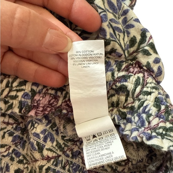 Lucky Brand Floral Peasant Blouse w/ Bell Sleeves Boho Chic CottageCore Top sz L - Picture 12 of 12